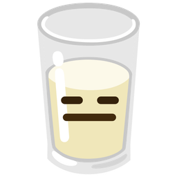 expressionless face and glass of milk