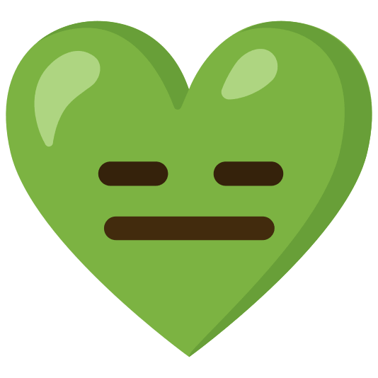 Expressionless face and Green heart