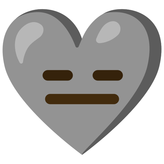 Expressionless face and Grey heart