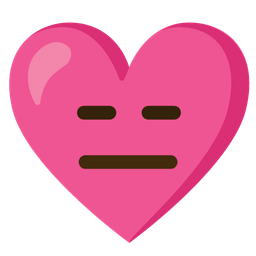 expressionless face and heart with ribbon
