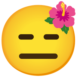 expressionless face and hibiscus