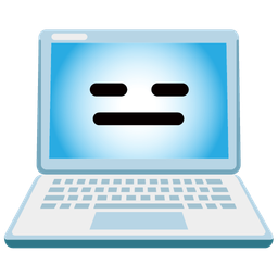 expressionless face and laptop