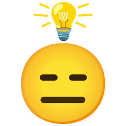 expressionless face and light bulb