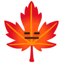 expressionless face and maple leaf