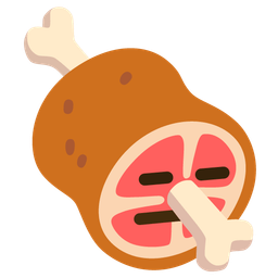 expressionless face and meat on bone