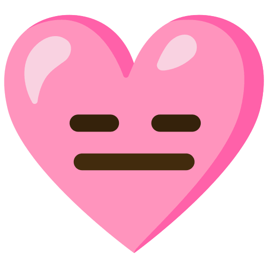 Expressionless face and Pink heart