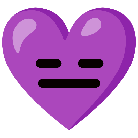 Expressionless face and Purple heart