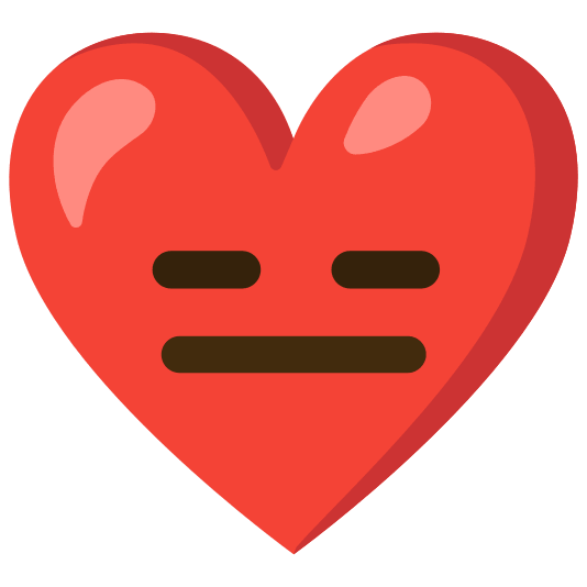 Expressionless face and Red heart