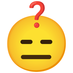 expressionless face and red question mark