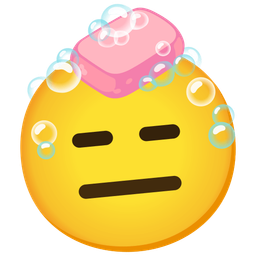 expressionless face and soap