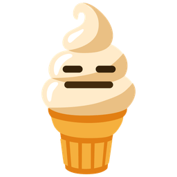 expressionless face and soft ice cream