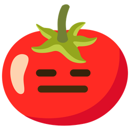 expressionless face and tomato