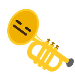 expressionless face and trumpet