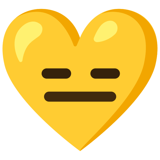 Expressionless face and Yellow heart