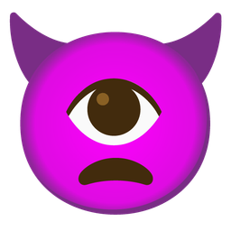 eye and angry face with horns