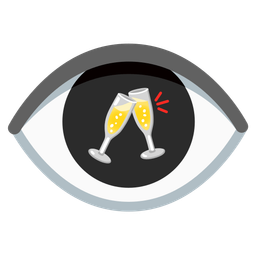 eye and clinking glasses