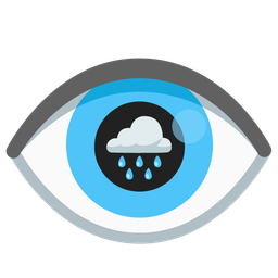 eye and cloud with rain