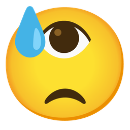 eye and downcast face with sweat