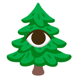eye and evergreen tree