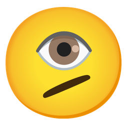 eye and face with diagonal mouth