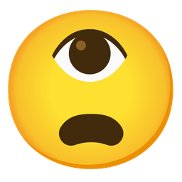 eye and frowning face with open mouth