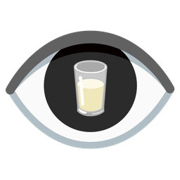 eye and glass of milk