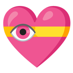 eye and heart with ribbon