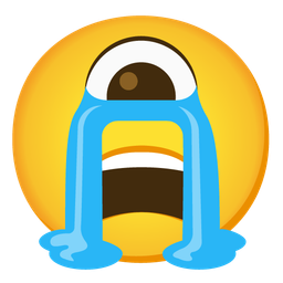 eye and loudly crying face