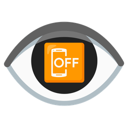 eye and mobile phone off