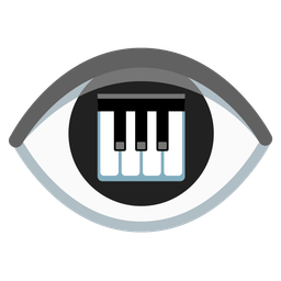 eye and musical keyboard
