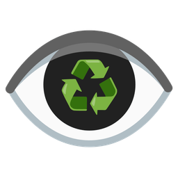 eye and recycling symbol