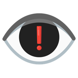 eye and red exclamation mark