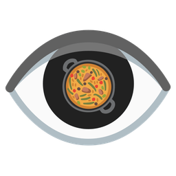 eye and shallow pan of food