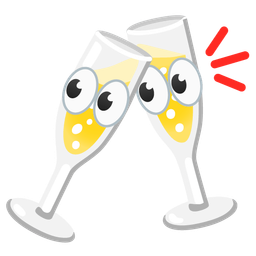 eyes and clinking glasses