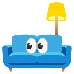 eyes and couch and lamp