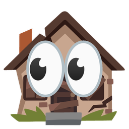 eyes and derelict house