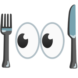 eyes and fork and knife with plate