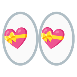 eyes and heart with ribbon