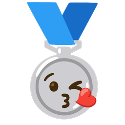 face blowing a kiss and 2nd place medal