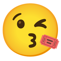 face blowing a kiss and admission tickets