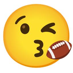 face blowing a kiss and american football