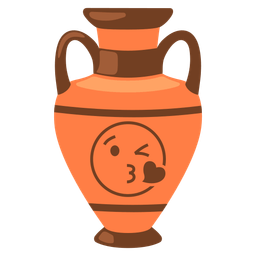 face blowing a kiss and amphora