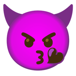 face blowing a kiss and angry face with horns