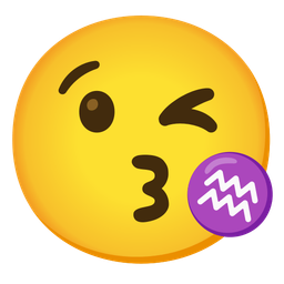 face blowing a kiss and Aquarius