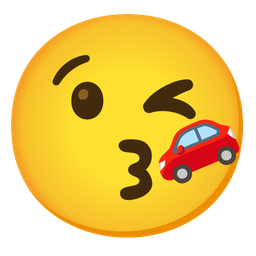 face blowing a kiss and automobile