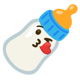 face blowing a kiss and baby bottle