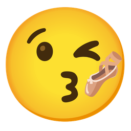 face blowing a kiss and ballet shoes