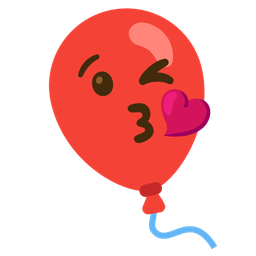 face blowing a kiss and balloon
