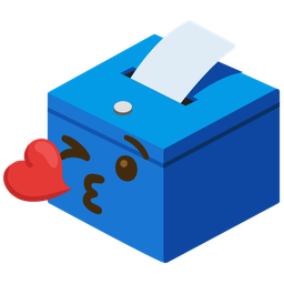face blowing a kiss and ballot box with ballot