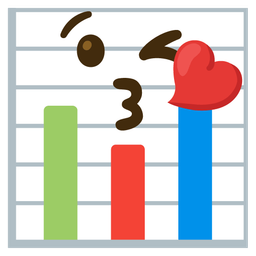face blowing a kiss and bar chart